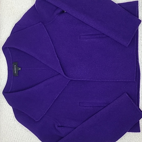 Talbots Double-Face Wing Collar Crop Open Front Wool Jacket in Purple - Picture 8 of 17